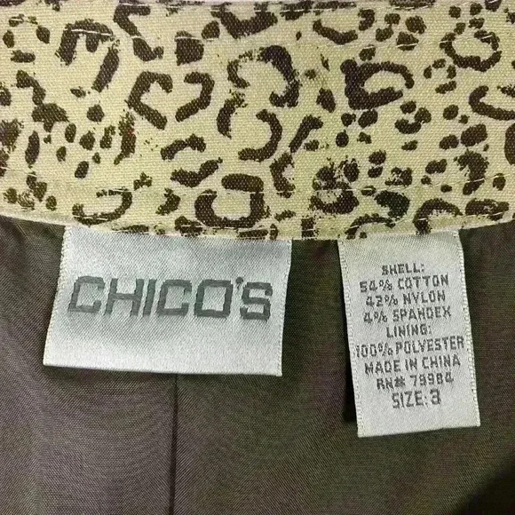 Chicos Women’s Jacket Size 3 XLRN# 79984. Blazer Animal Print Fall Tiger Brown - Picture 2 of 12